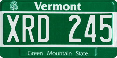 VT license plate XRD245