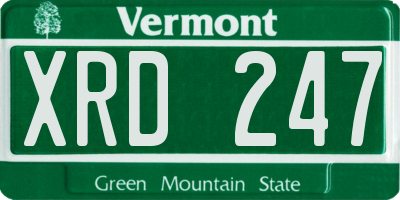 VT license plate XRD247