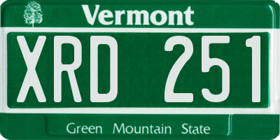 VT license plate XRD251
