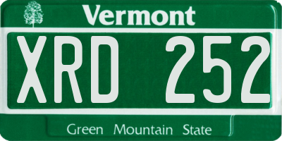 VT license plate XRD252