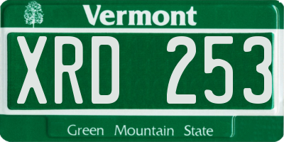 VT license plate XRD253
