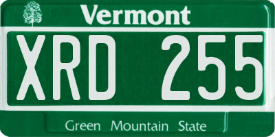 VT license plate XRD255