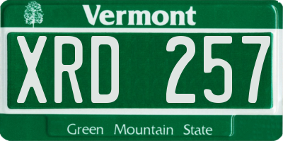VT license plate XRD257