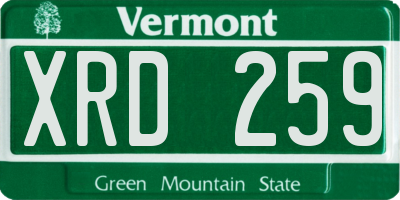 VT license plate XRD259