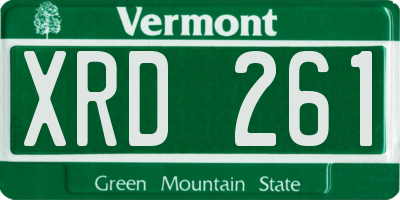 VT license plate XRD261