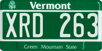 VT license plate XRD263