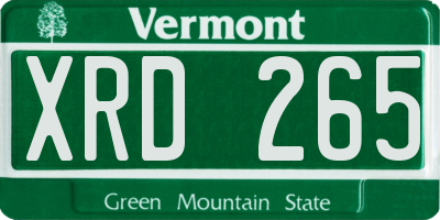 VT license plate XRD265