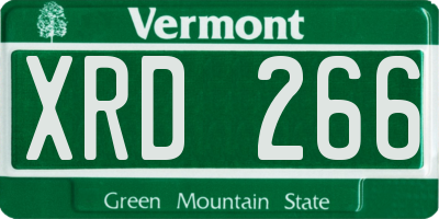 VT license plate XRD266