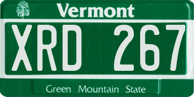 VT license plate XRD267