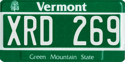 VT license plate XRD269