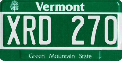 VT license plate XRD270