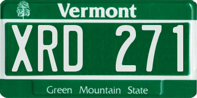 VT license plate XRD271