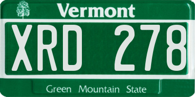 VT license plate XRD278