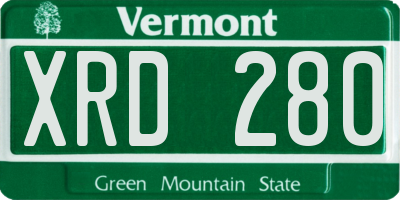 VT license plate XRD280