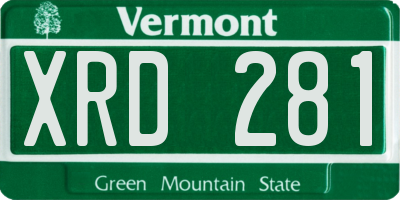VT license plate XRD281
