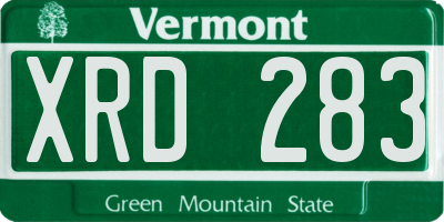 VT license plate XRD283