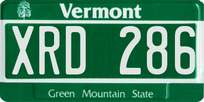 VT license plate XRD286
