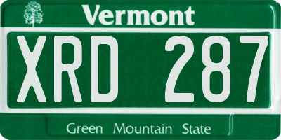 VT license plate XRD287