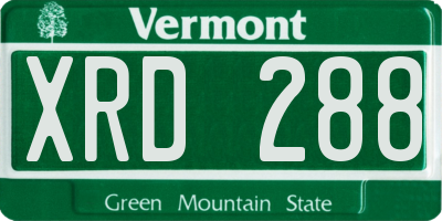 VT license plate XRD288