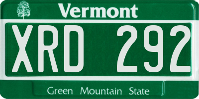 VT license plate XRD292