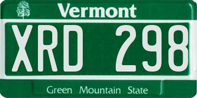 VT license plate XRD298
