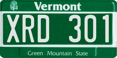 VT license plate XRD301