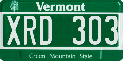 VT license plate XRD303