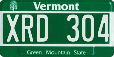 VT license plate XRD304