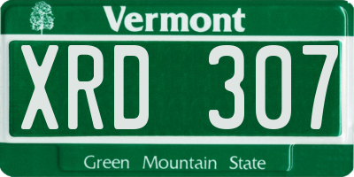 VT license plate XRD307