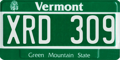 VT license plate XRD309