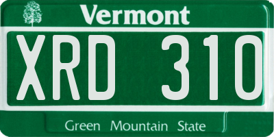 VT license plate XRD310