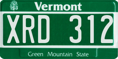 VT license plate XRD312