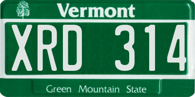 VT license plate XRD314