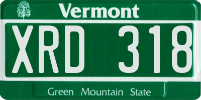 VT license plate XRD318