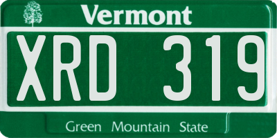 VT license plate XRD319