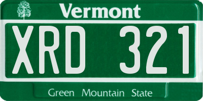 VT license plate XRD321