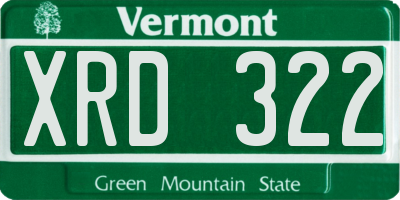 VT license plate XRD322