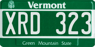 VT license plate XRD323