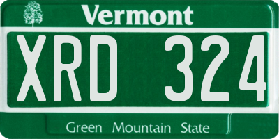 VT license plate XRD324