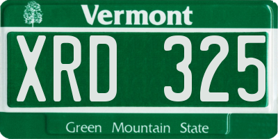 VT license plate XRD325