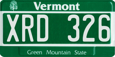 VT license plate XRD326