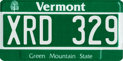 VT license plate XRD329