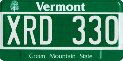 VT license plate XRD330
