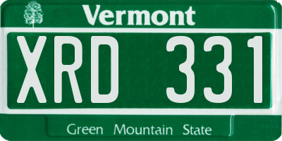 VT license plate XRD331