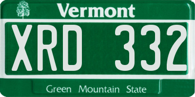VT license plate XRD332