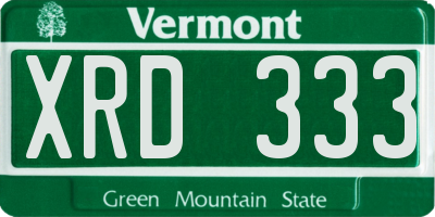VT license plate XRD333