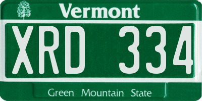 VT license plate XRD334