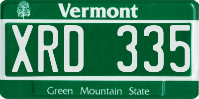 VT license plate XRD335