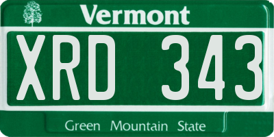 VT license plate XRD343