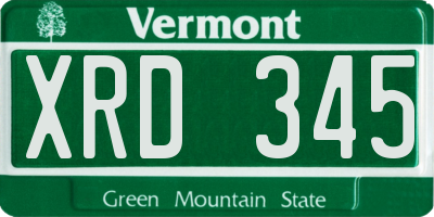 VT license plate XRD345